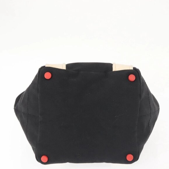 CHANEL Sac Canvas Line Choco Bar Hand Bag Canvas Navy Gold CC Auth BA6110 - Picture 10 of 16